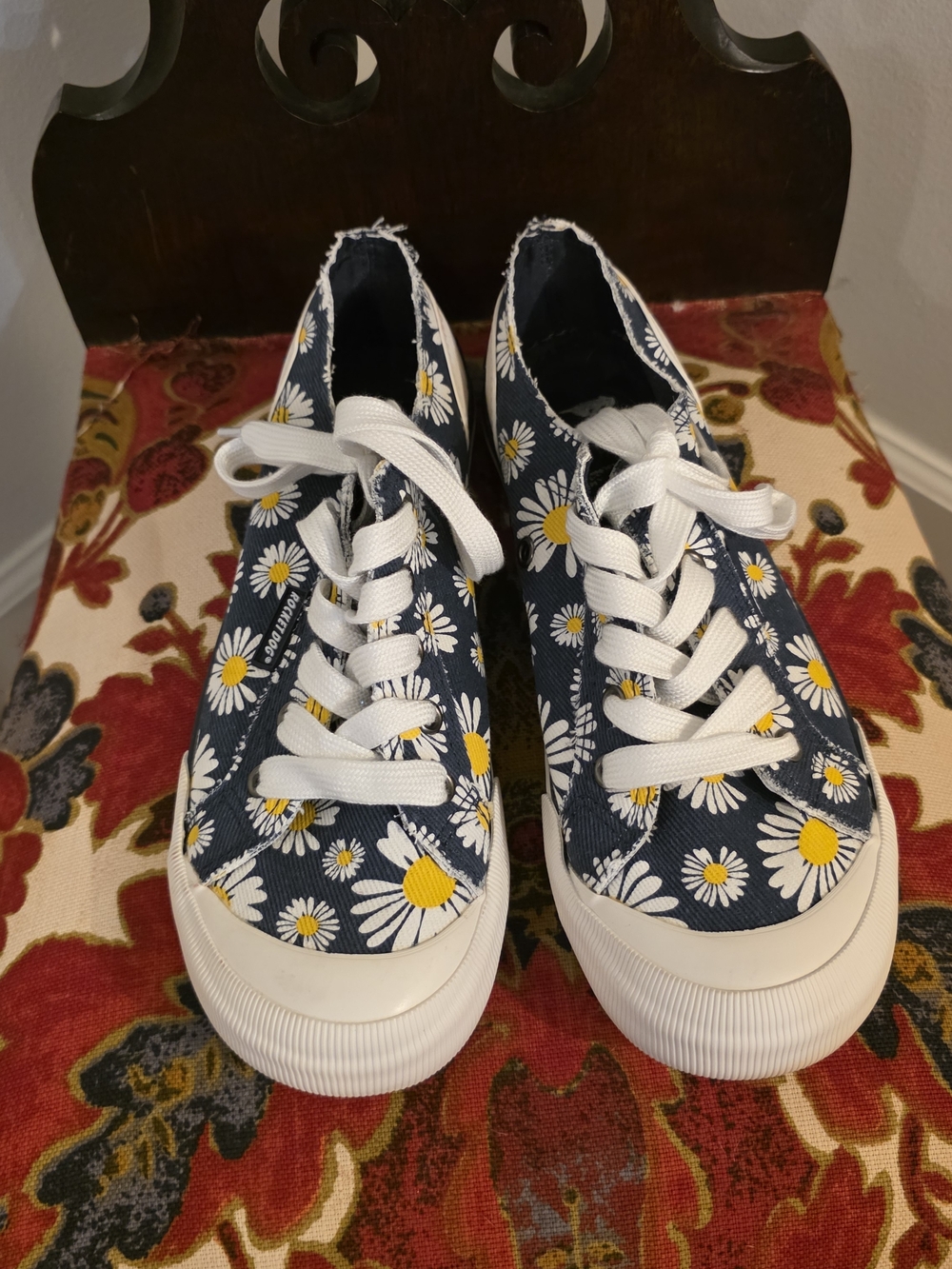 Rocket Dog Navy Daisy Canvas Kids Sneakers with White Laces